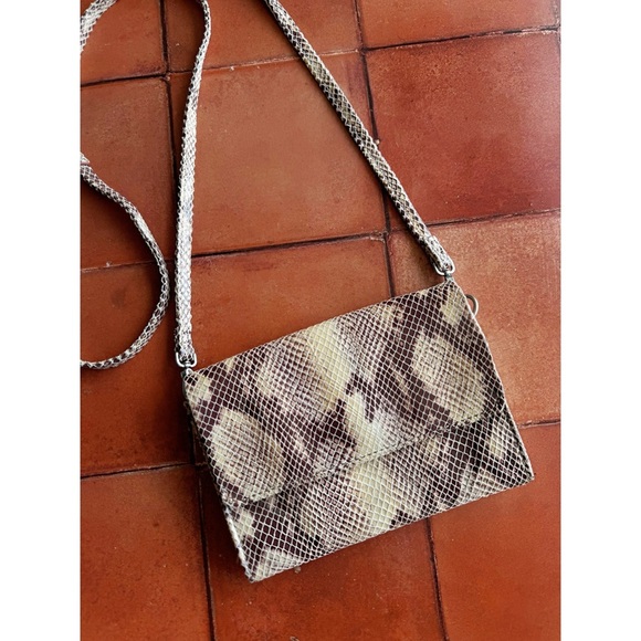 Hobo Jetty Genuine Leather Sand Snakeskin Convertible Crossbody Bag GUC - Picture 2 of 8